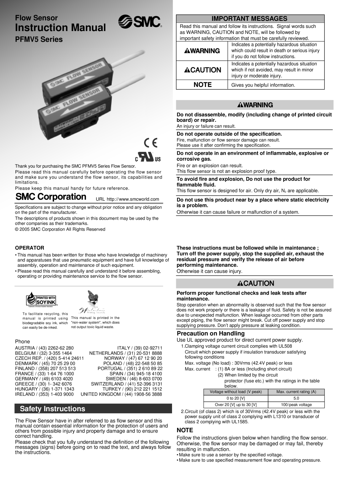 SMC Networks PFMV5 instruction manual Safety Instructions, Phone, Otherwise it can cause injury 