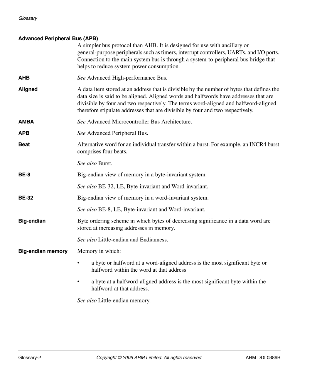 SMC Networks PL241, AHB SRAM/NOR manual See also Little-endian memory, Advanced Peripheral Bus APB 