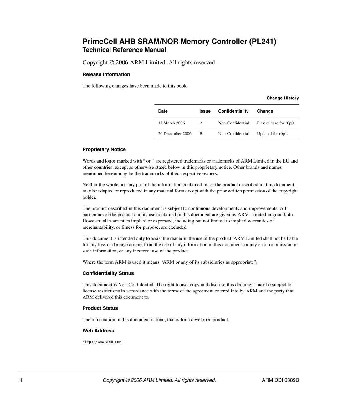 SMC Networks manual PrimeCell AHB SRAM/NOR Memory Controller PL241, Technical Reference Manual 