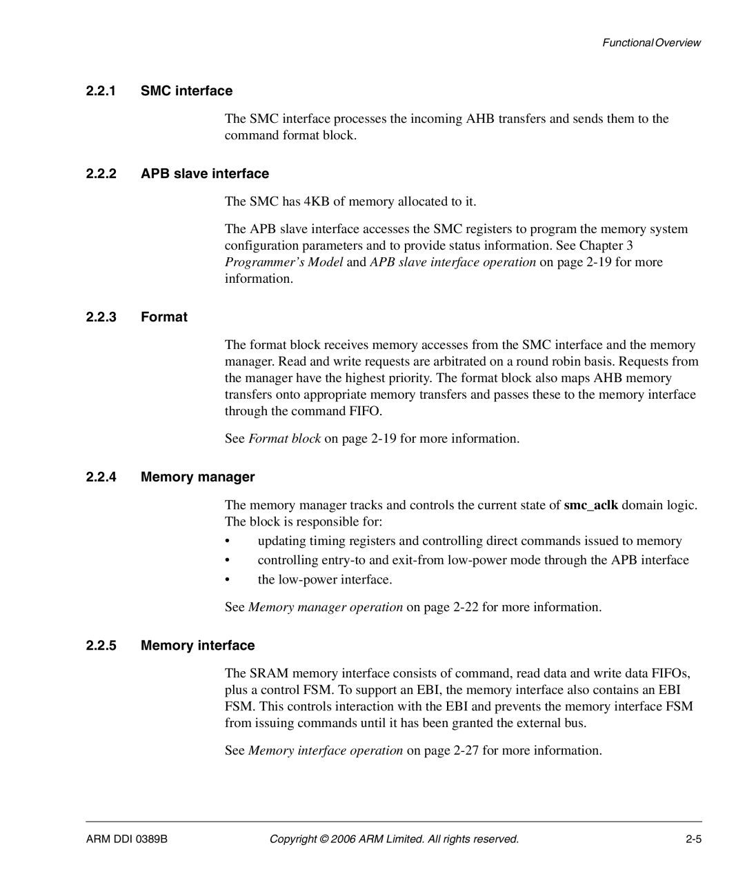 SMC Networks AHB SRAM/NOR, PL241 manual SMC interface, APB slave interface, Format, Memory manager, Memory interface 