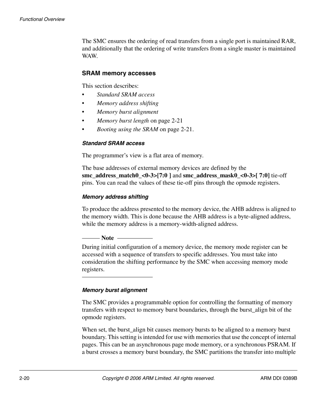 SMC Networks PL241, AHB SRAM/NOR manual Sram memory accesses 