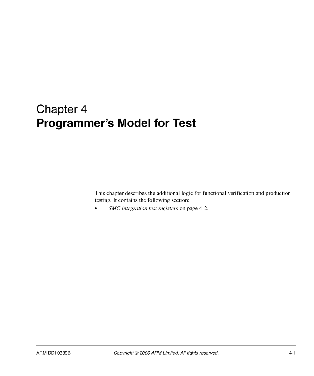 SMC Networks AHB SRAM/NOR, PL241 manual Programmer’s Model for Test 