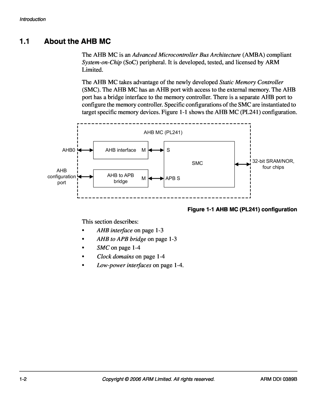 SMC Networks PL241, AHB SRAM/NOR manual About the AHB MC, AHB interface on page AHB to APB bridge on page 
