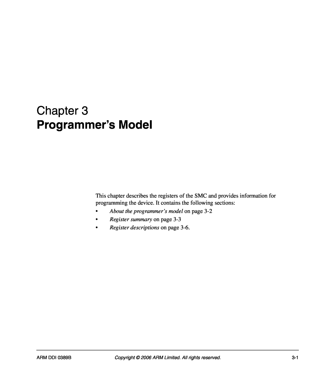 SMC Networks AHB SRAM/NOR manual Programmer’s Model, About the programmer’s model on page Register summary on page, Chapter 