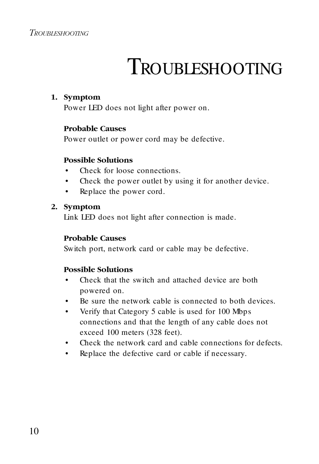 SMC Networks SMC-EZ1024DT manual Troubleshooting, Possible Solutions 