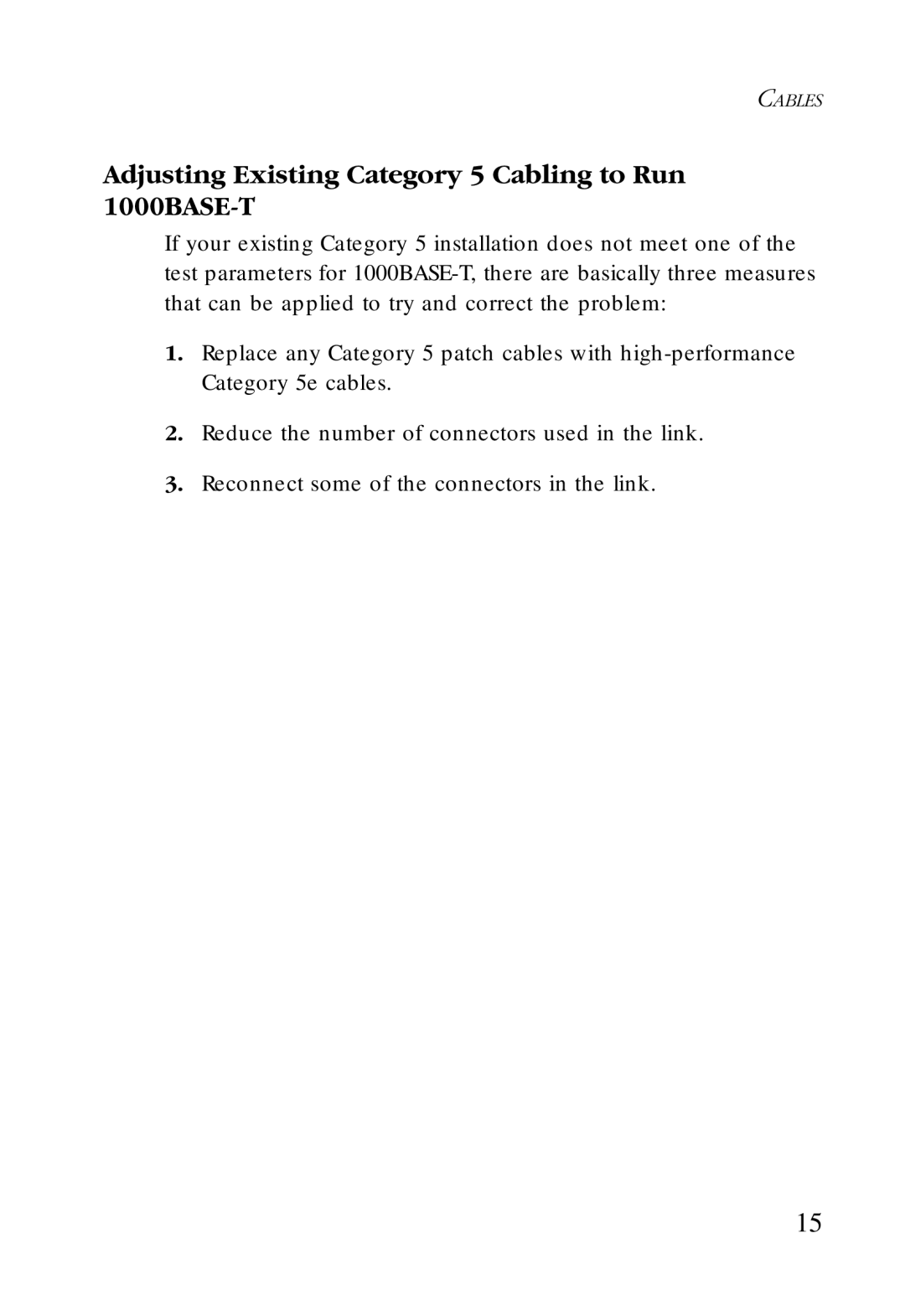 SMC Networks SMC-EZ1024DT manual Adjusting Existing Category 5 Cabling to Run 1000BASE-T 