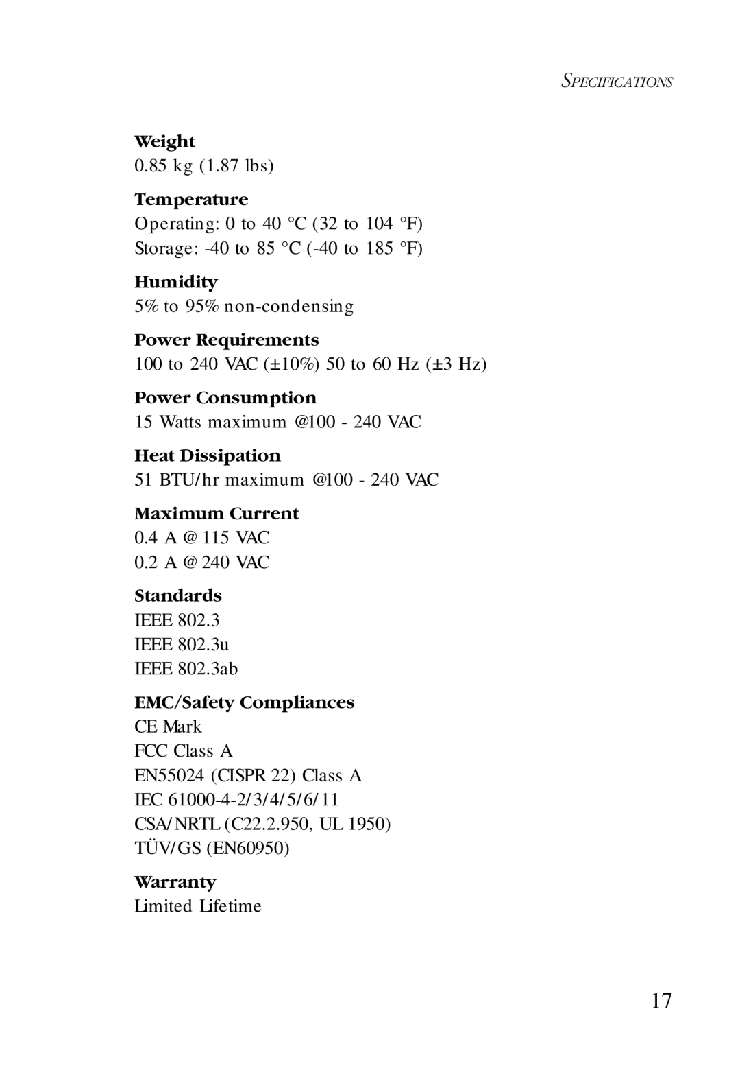 SMC Networks SMC-EZ1024DT manual Weight 