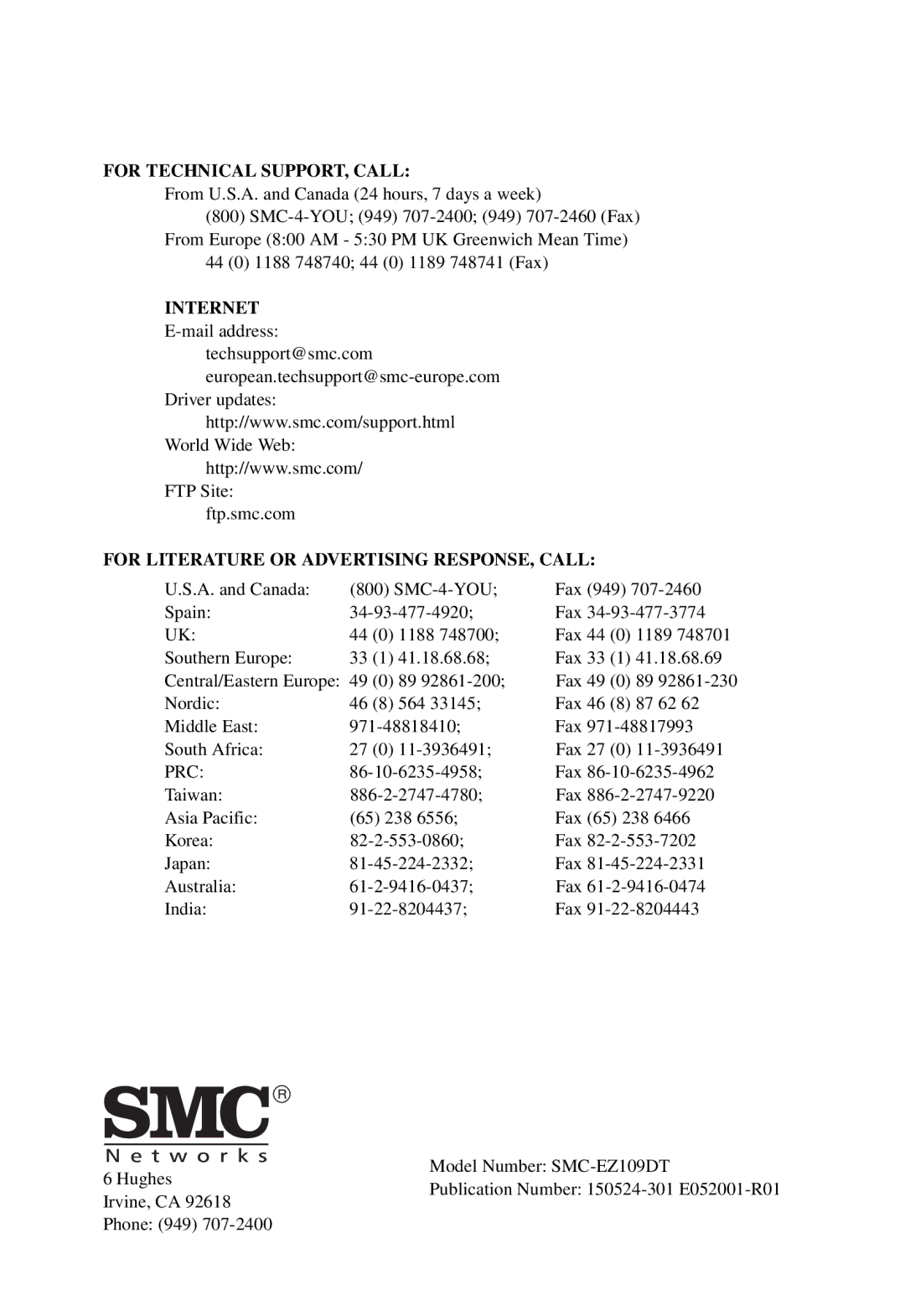 SMC Networks SMC-EZ1024DT manual Internet 