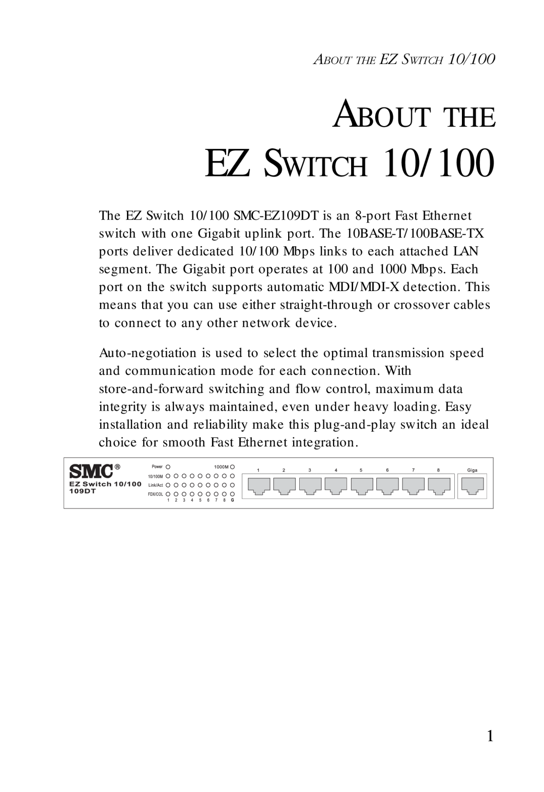 SMC Networks SMC-EZ1024DT manual About The, EZ SWITCH 10/100 