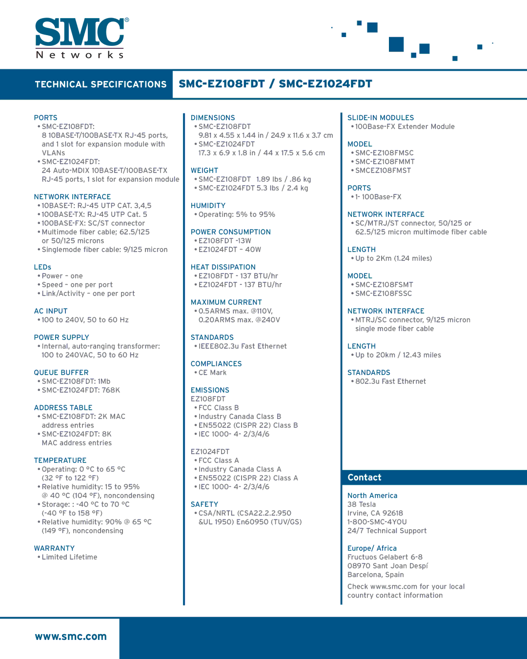 SMC Networks SMC-EZ108FDT manual SMC-EZ1024FDT, SMC-EZ108FMSC SMC-EZ108FMMT SMCEZ108FMST, SMC-EZ108FSMT SMC-EZ108FSSC 