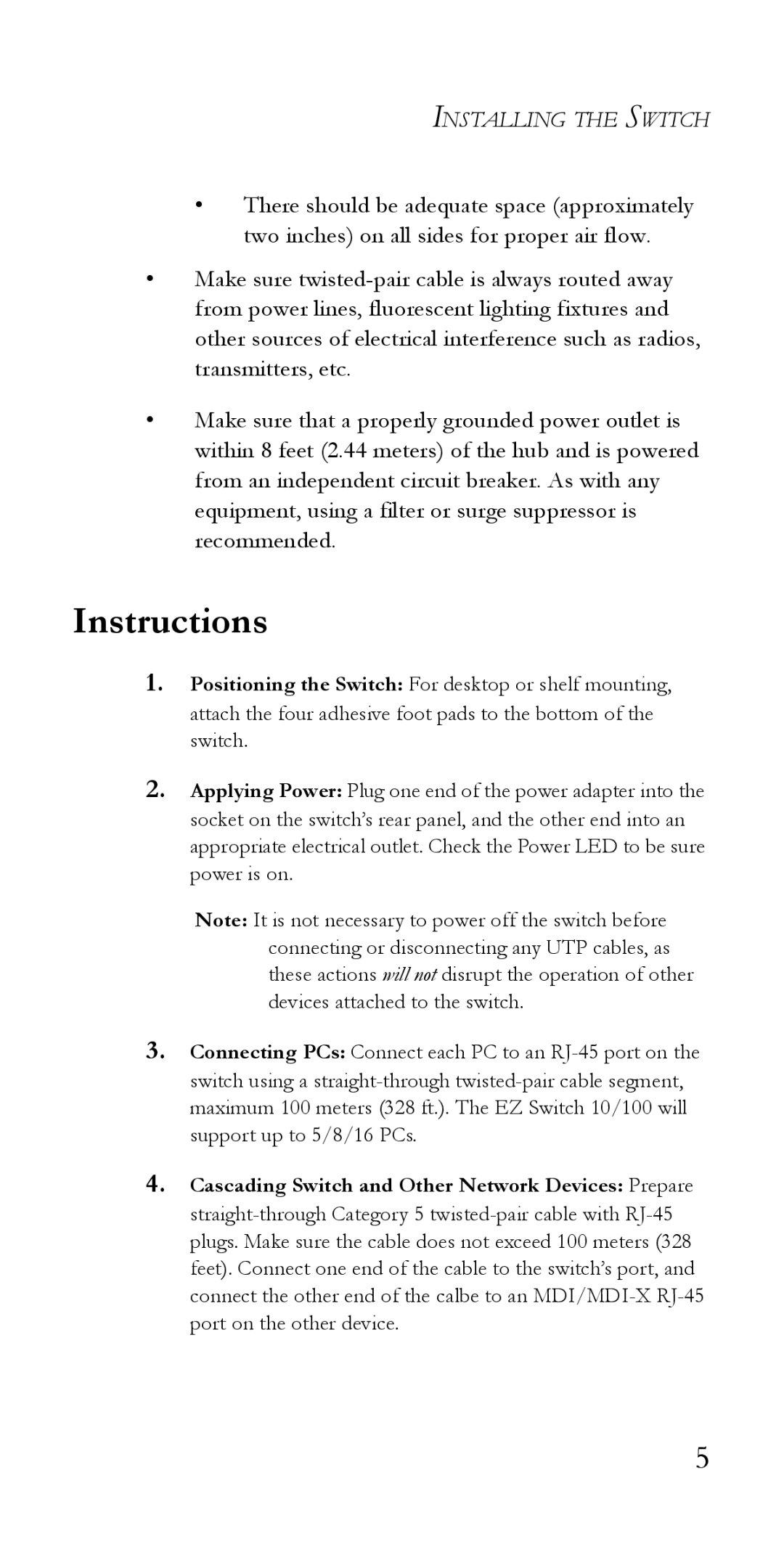 SMC Networks SMC-EZ6516TX manual Instructions 