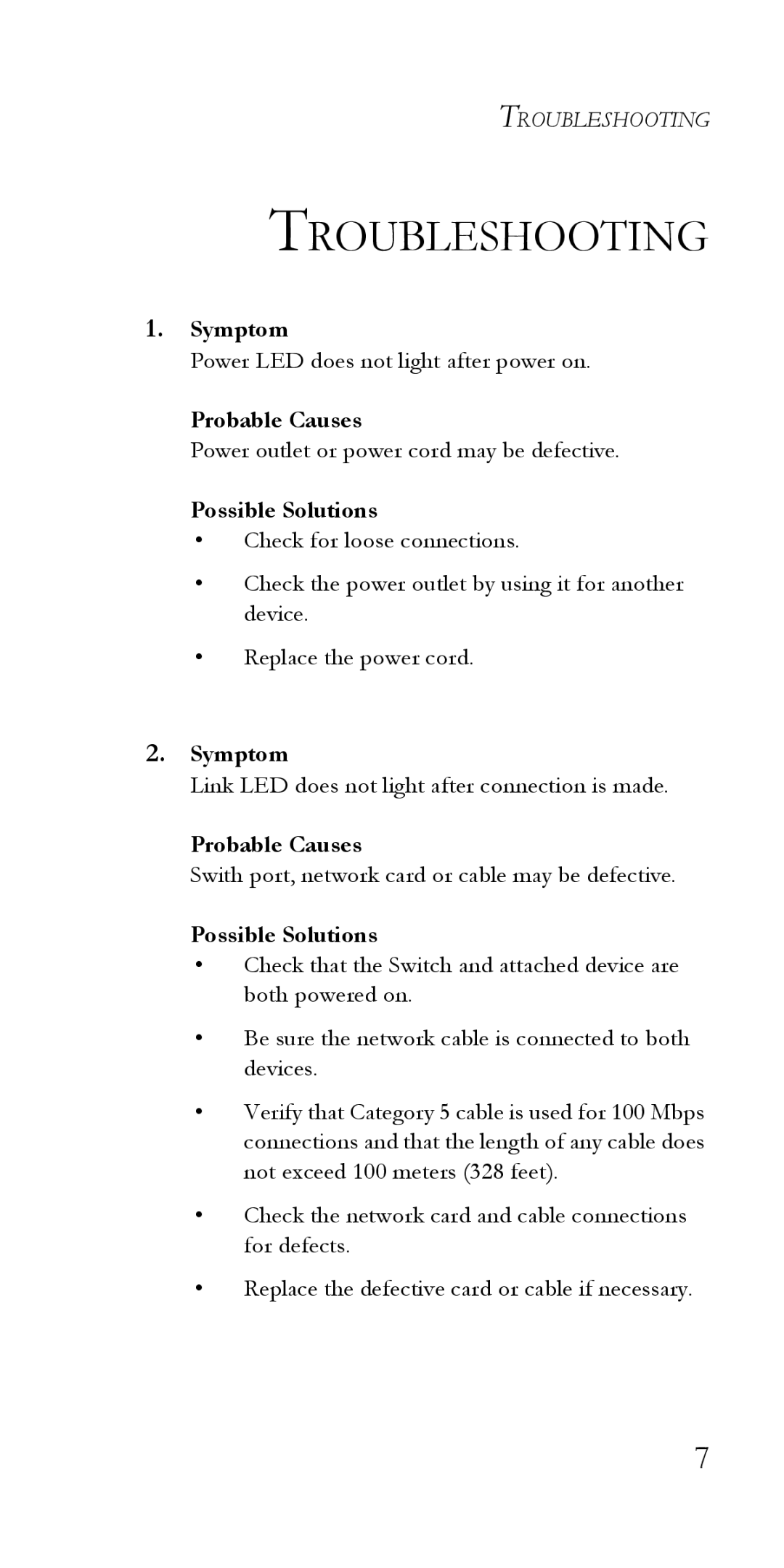 SMC Networks SMC-EZ6516TX manual Troubleshooting, Possible Solutions 