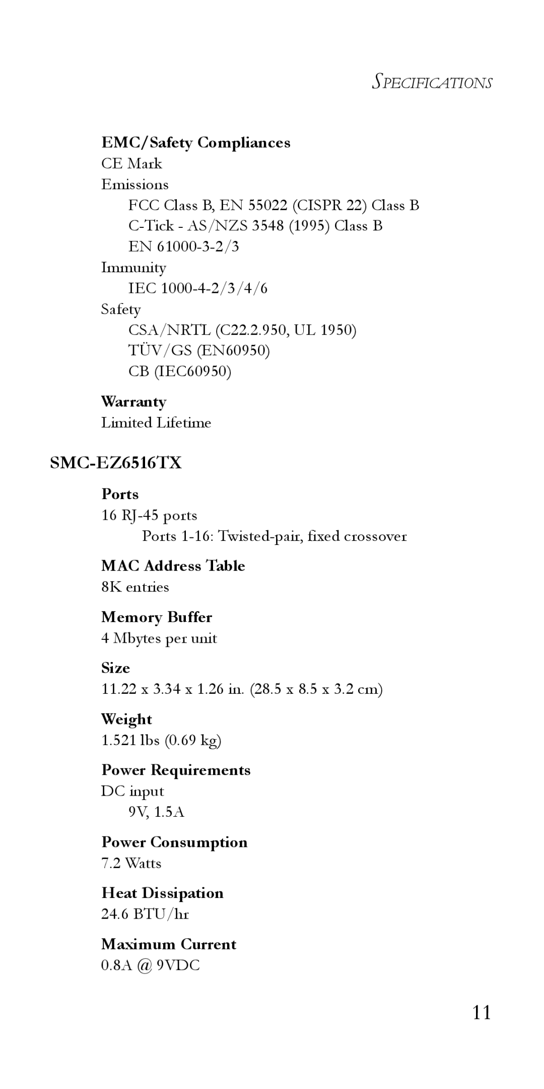 SMC Networks SMC-EZ6516TX manual 