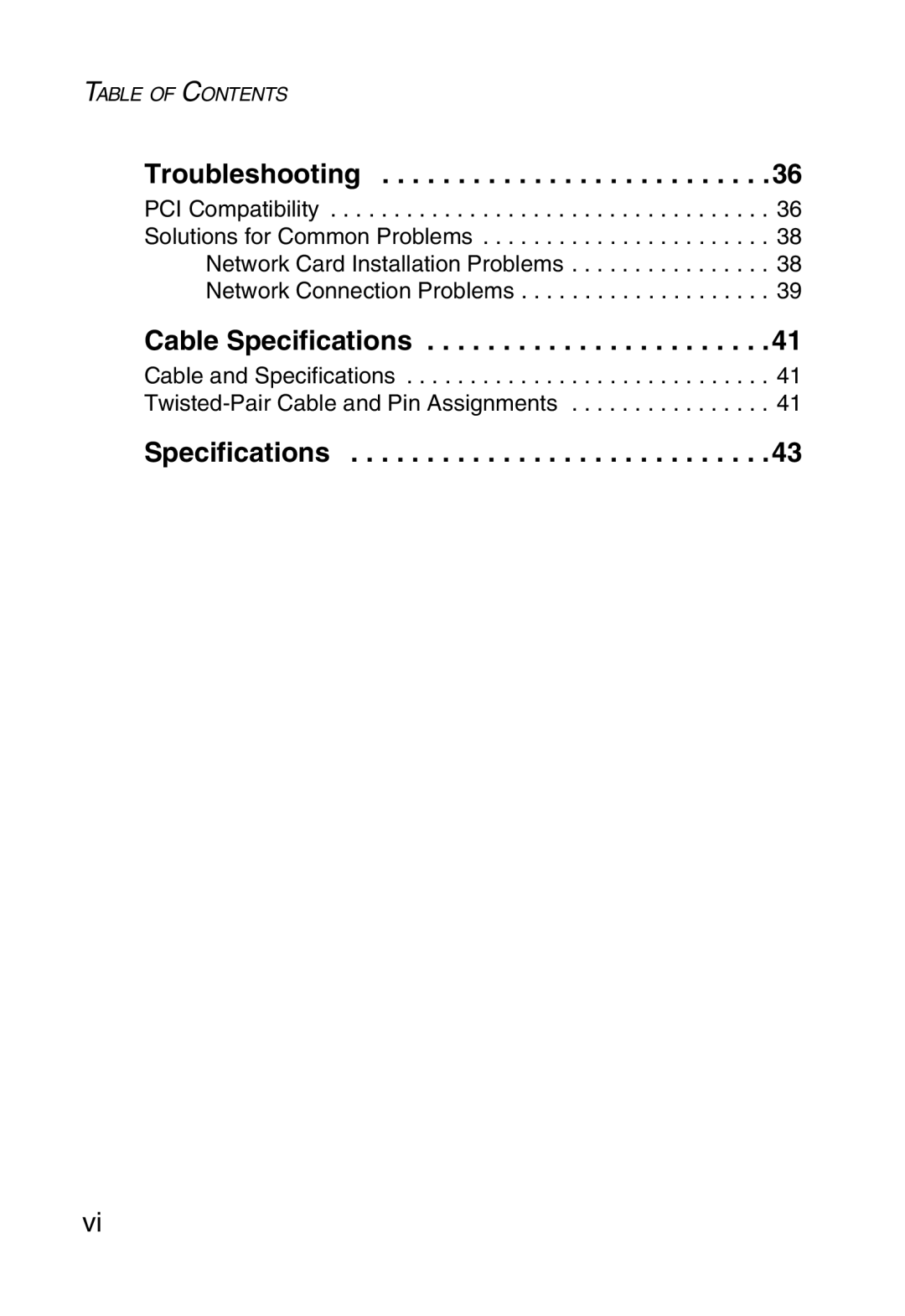 SMC Networks SMC1255TX manual Troubleshooting, Cable Specifications 