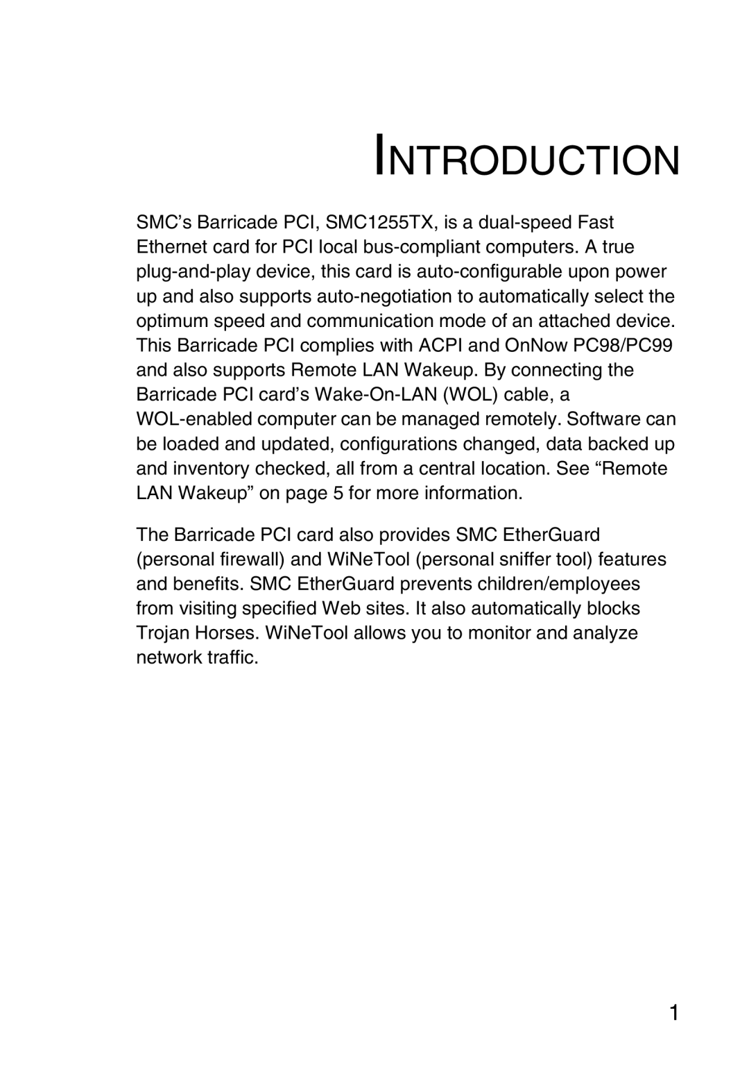 SMC Networks SMC1255TX manual Introduction 