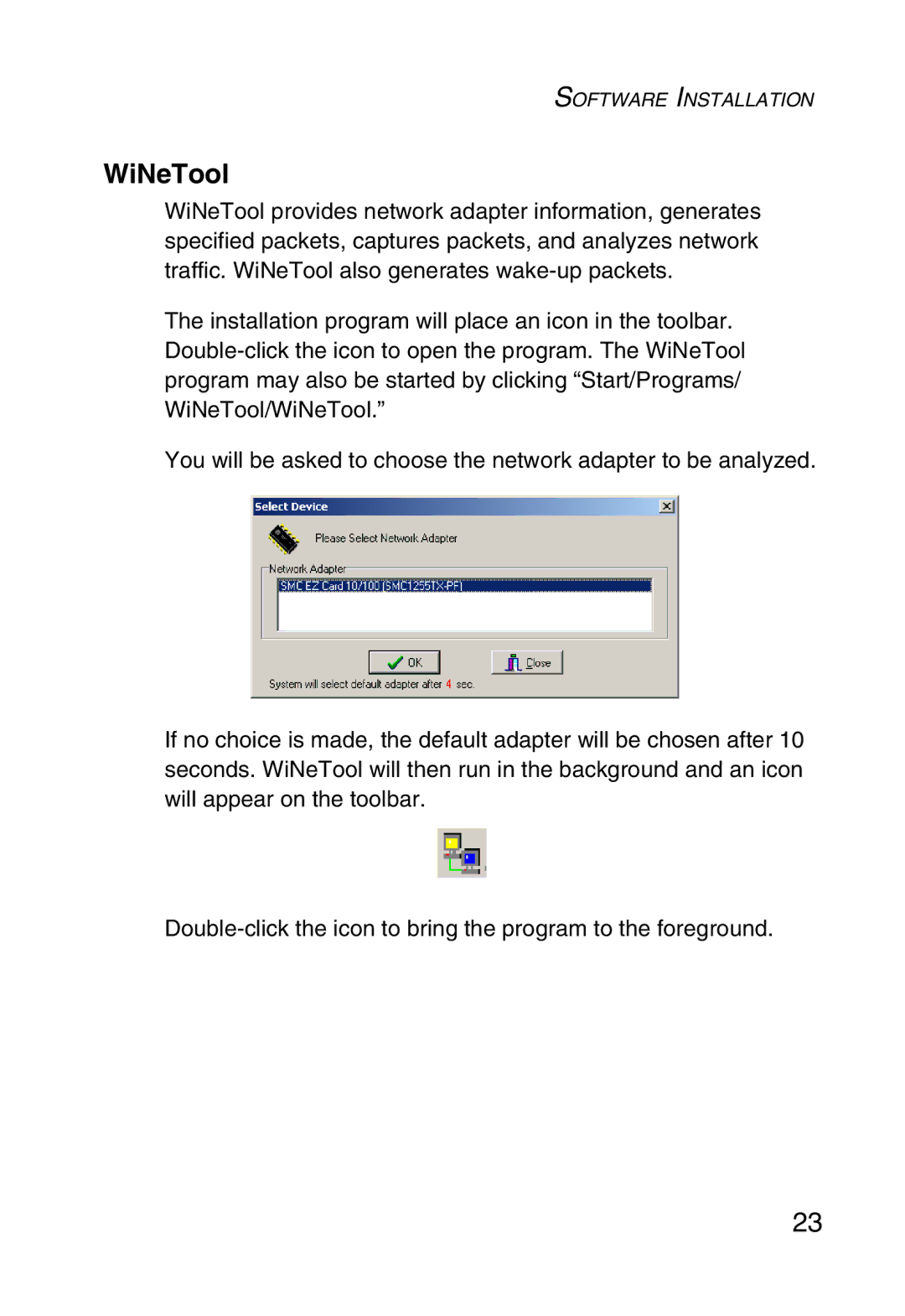 SMC Networks SMC1255TX manual WiNeTool 