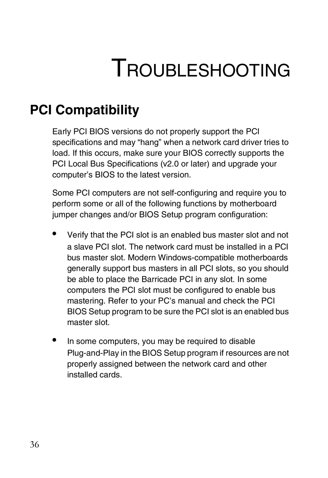 SMC Networks SMC1255TX manual Troubleshooting, PCI Compatibility 