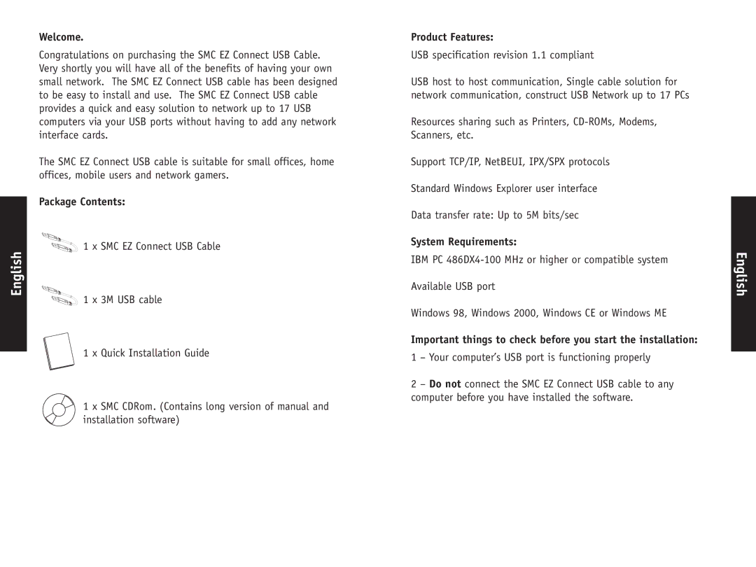 SMC Networks SMC2004 manual Welcome, Package Contents, Product Features, System Requirements 