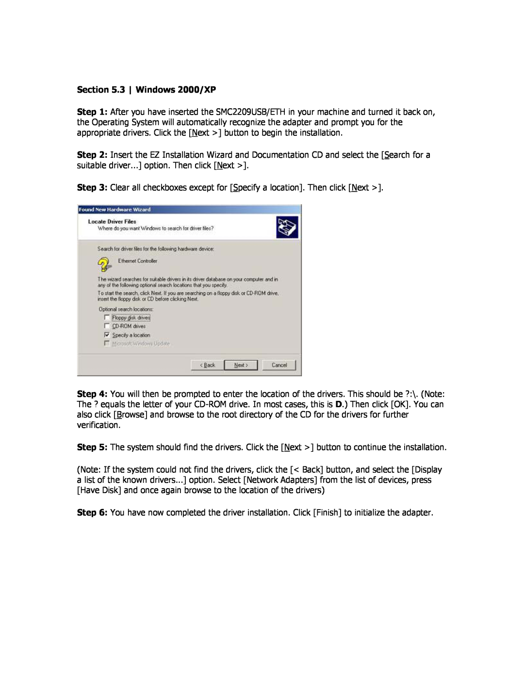 SMC Networks SMC2209USB/ETH manual 3 Windows 2000/XP 
