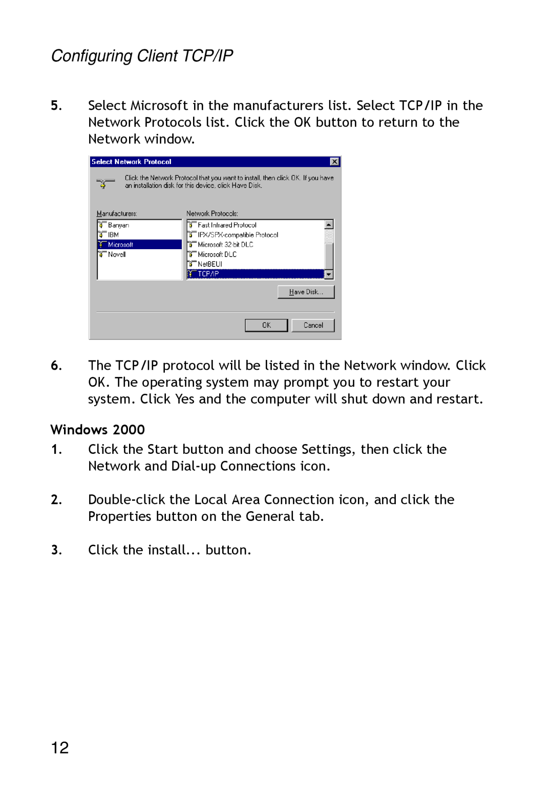 SMC Networks SMC2304WBR-AG manual Configuring Client TCP/IP, Windows 