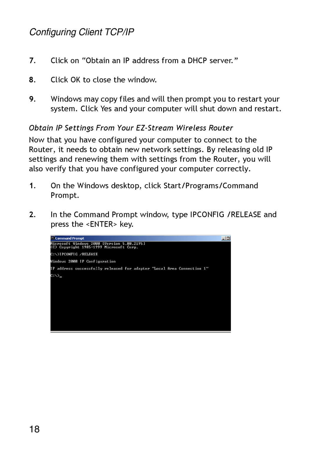 SMC Networks SMC2304WBR-AG manual Configuring Client TCP/IP 