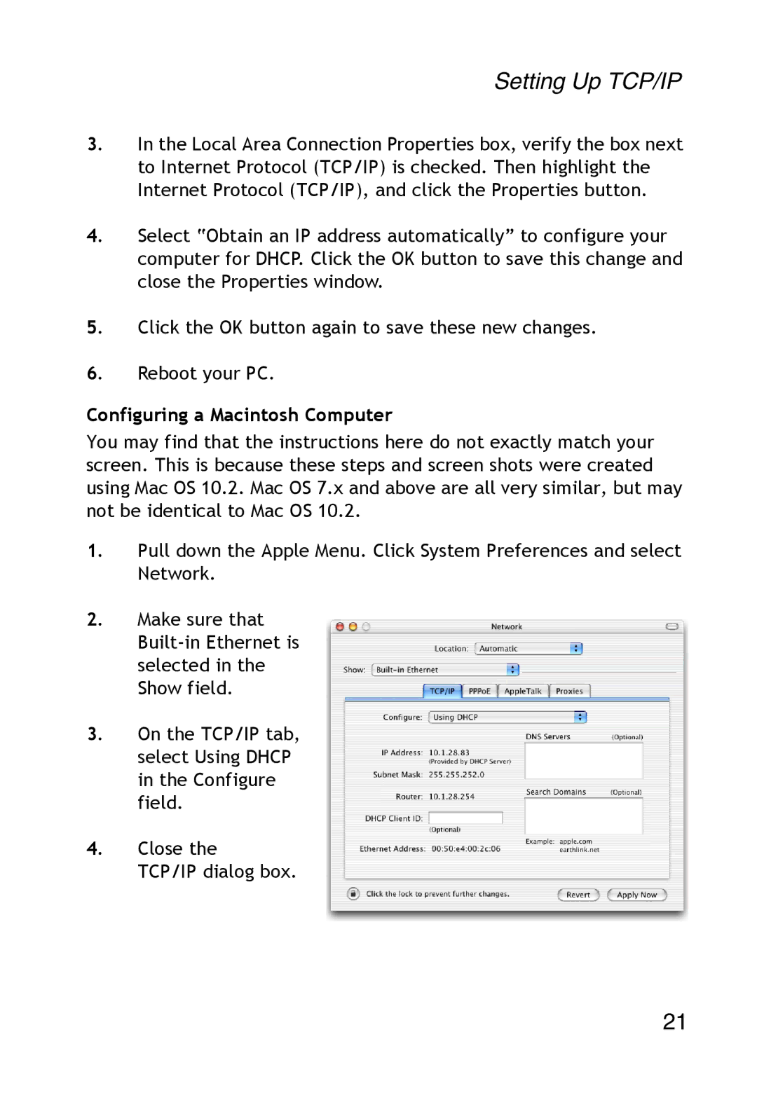 SMC Networks SMC2304WBR-AG manual Configuring a Macintosh Computer 