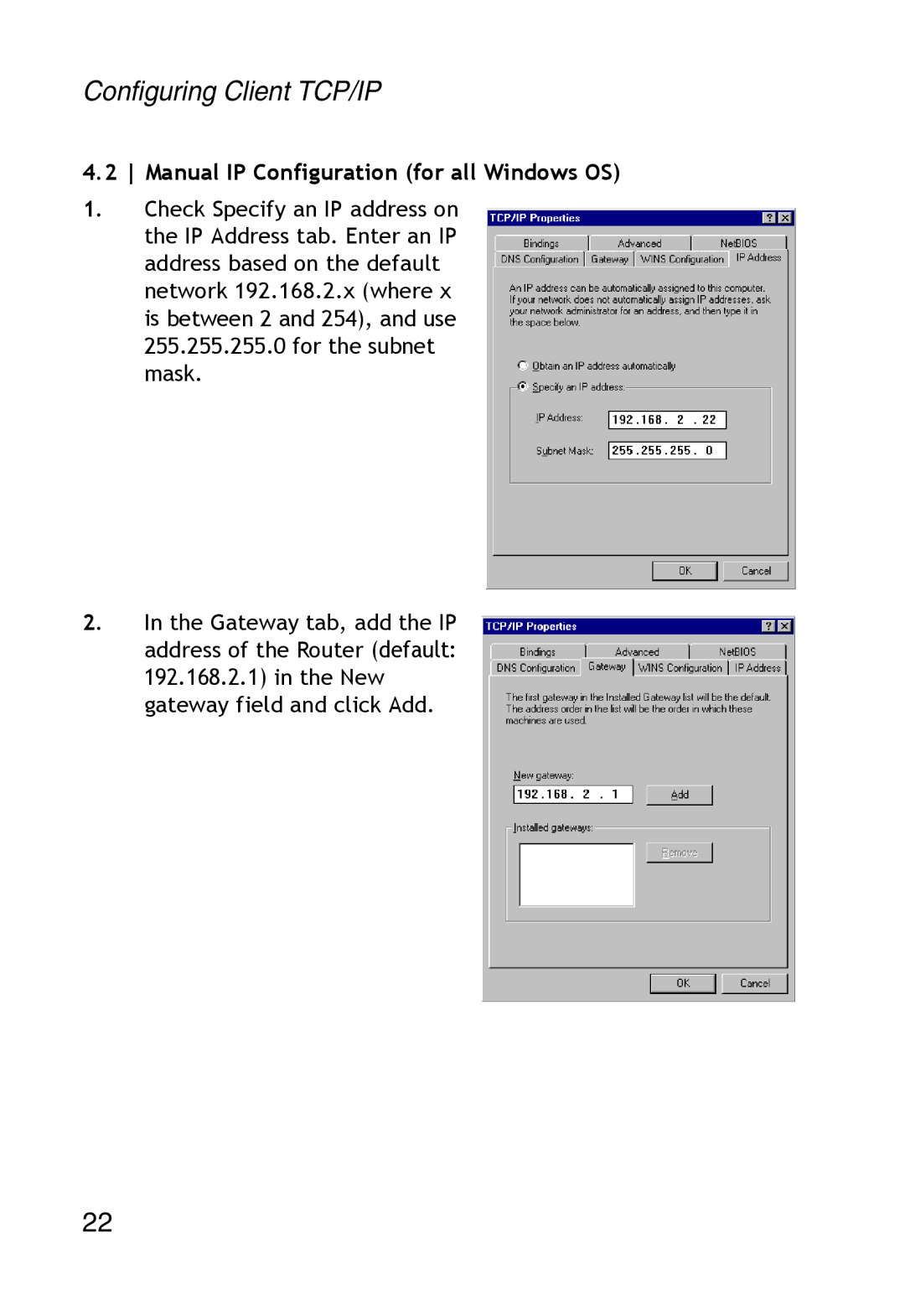 SMC Networks SMC2304WBR-AG manual Manual IP Configuration for all Windows OS 