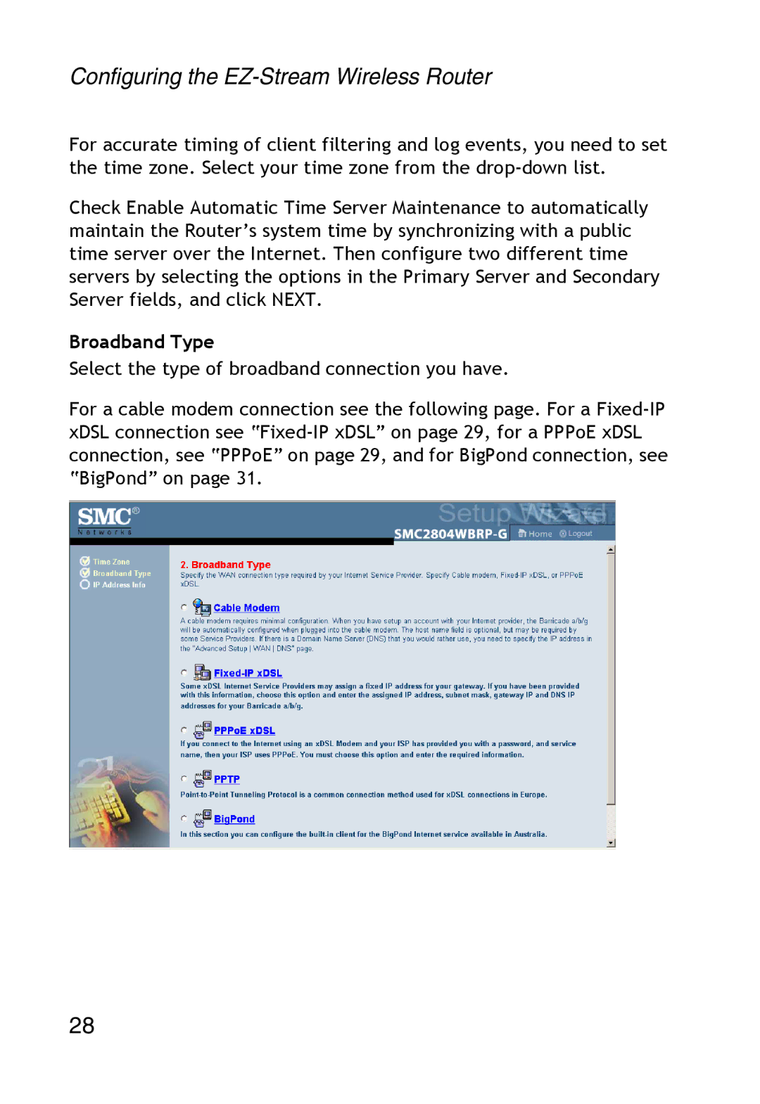 SMC Networks SMC2304WBR-AG manual Broadband Type 