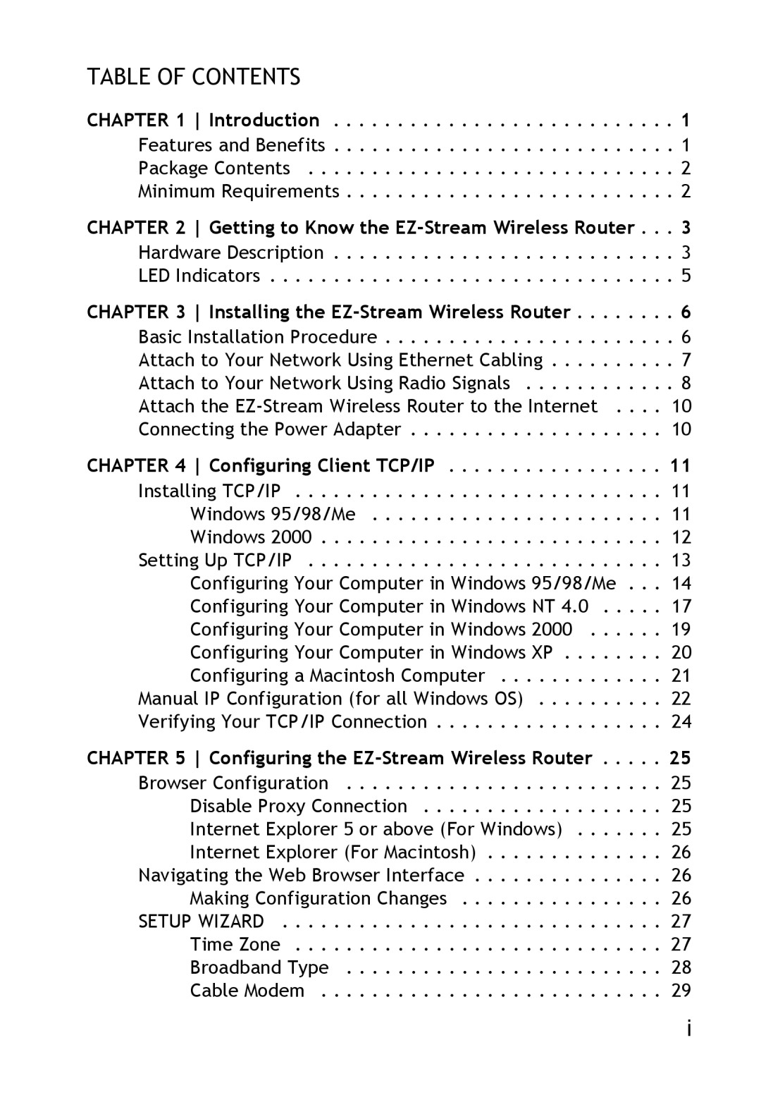 SMC Networks SMC2304WBR-AG manual Table of Contents 