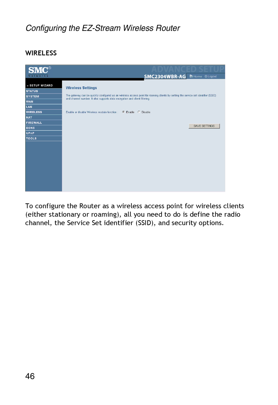 SMC Networks SMC2304WBR-AG manual Wireless 