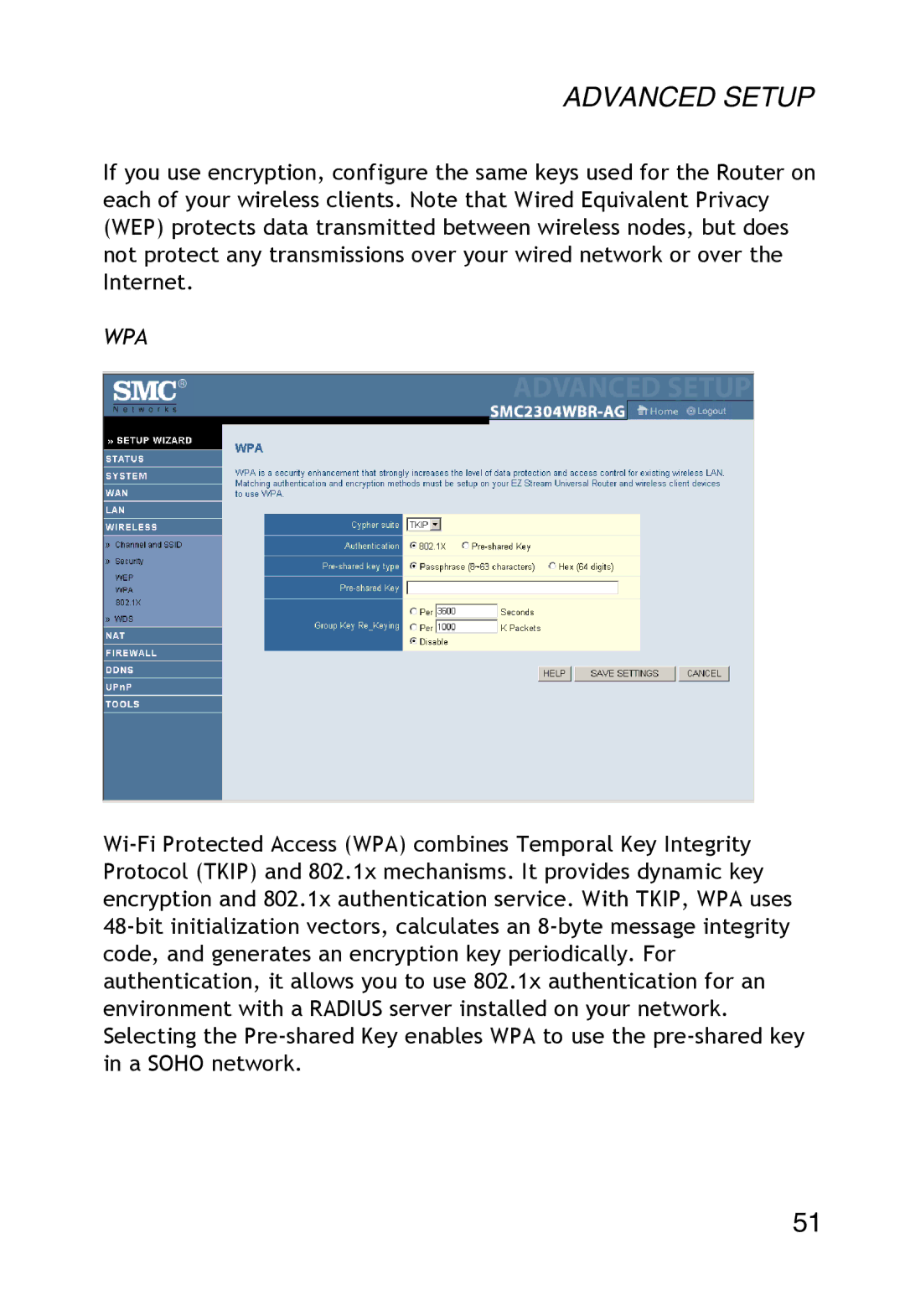 SMC Networks SMC2304WBR-AG manual Wpa 