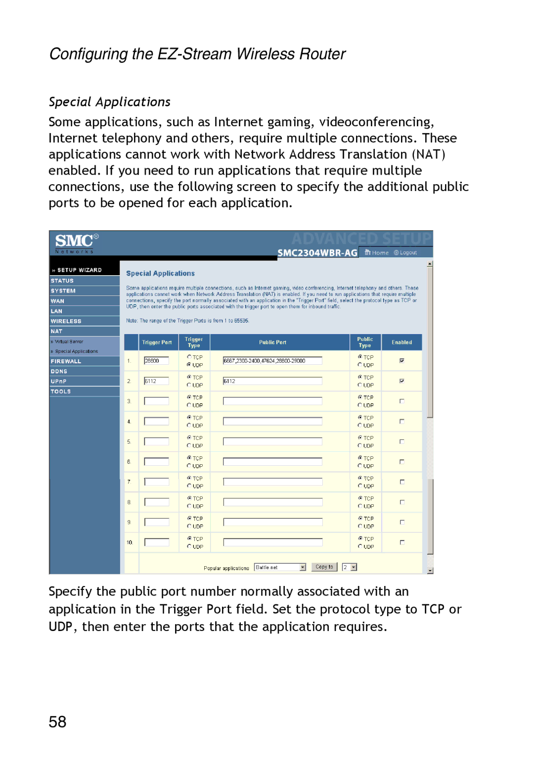 SMC Networks SMC2304WBR-AG manual Special Applications 