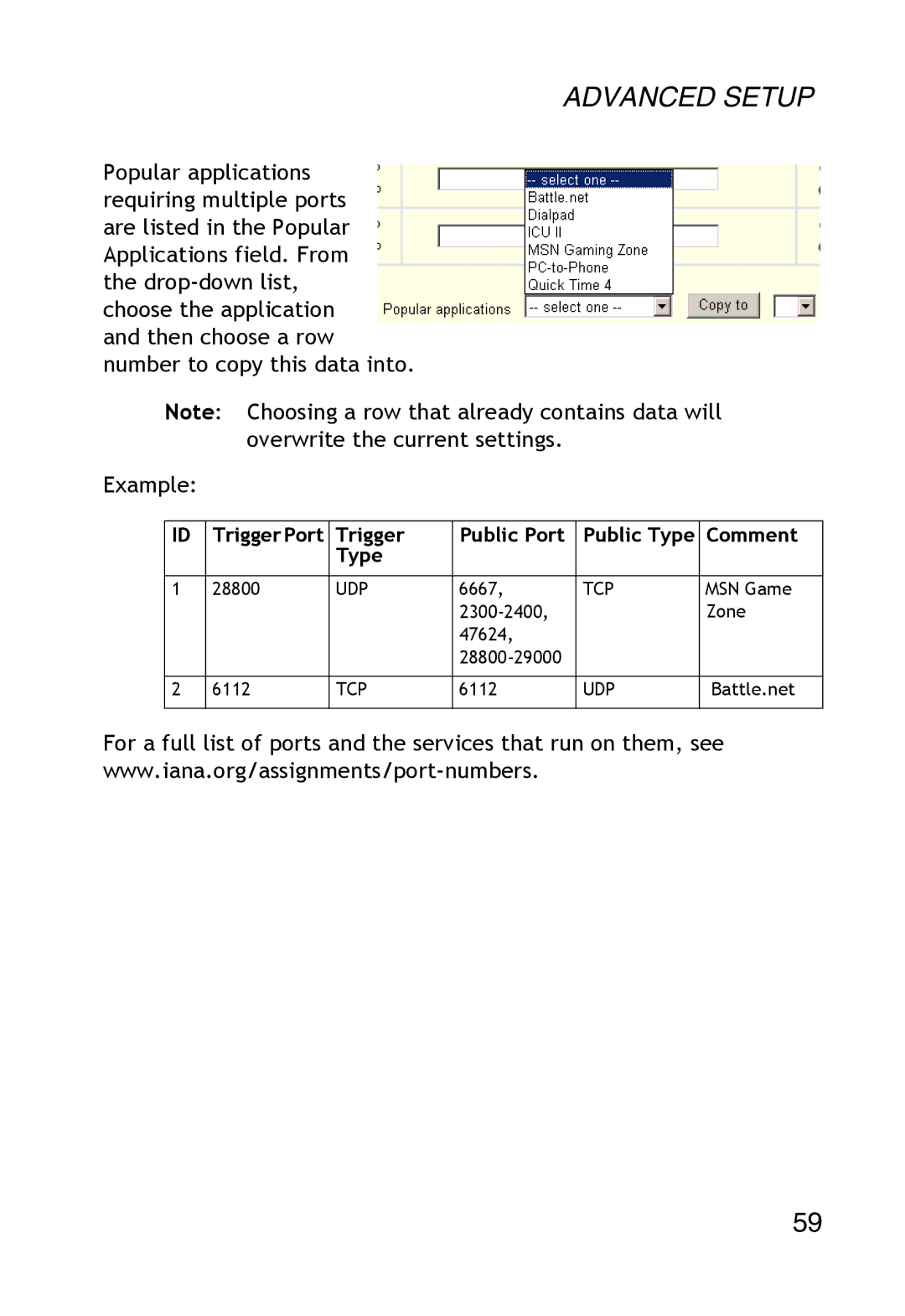 SMC Networks SMC2304WBR-AG manual Trigger Port Public Port Public Type Comment 