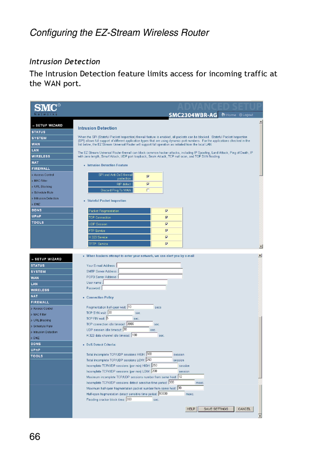 SMC Networks SMC2304WBR-AG manual Intrusion Detection 