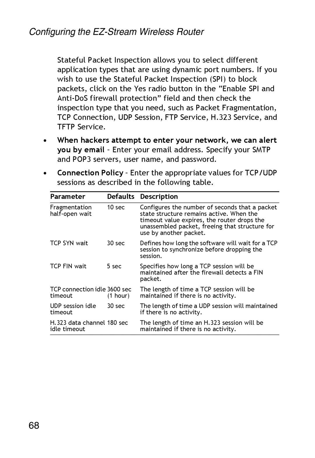 SMC Networks SMC2304WBR-AG manual Parameter Defaults Description 