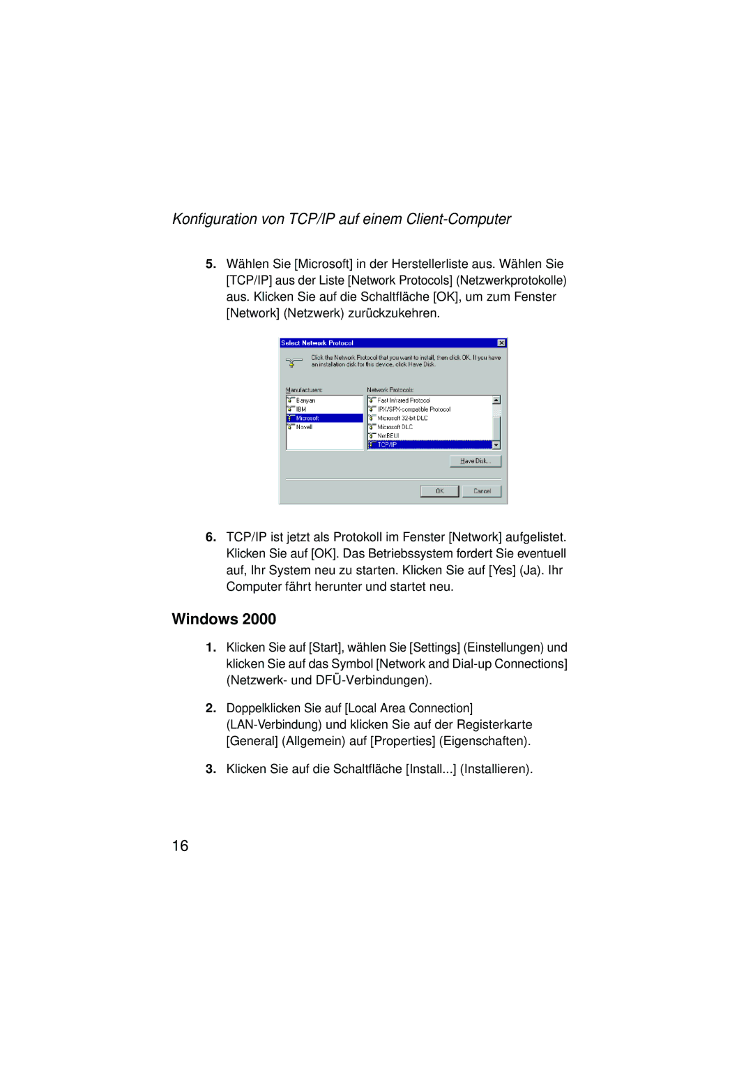 SMC Networks SMC2304WBRA-AG manual Konfiguration von TCP/IP auf einem Client-Computer, Windows 