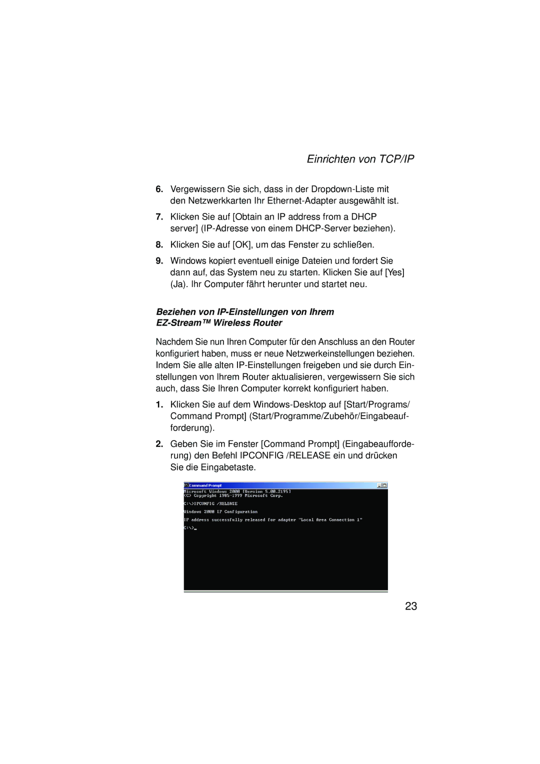 SMC Networks SMC2304WBRA-AG manual Einrichten von TCP/IP 