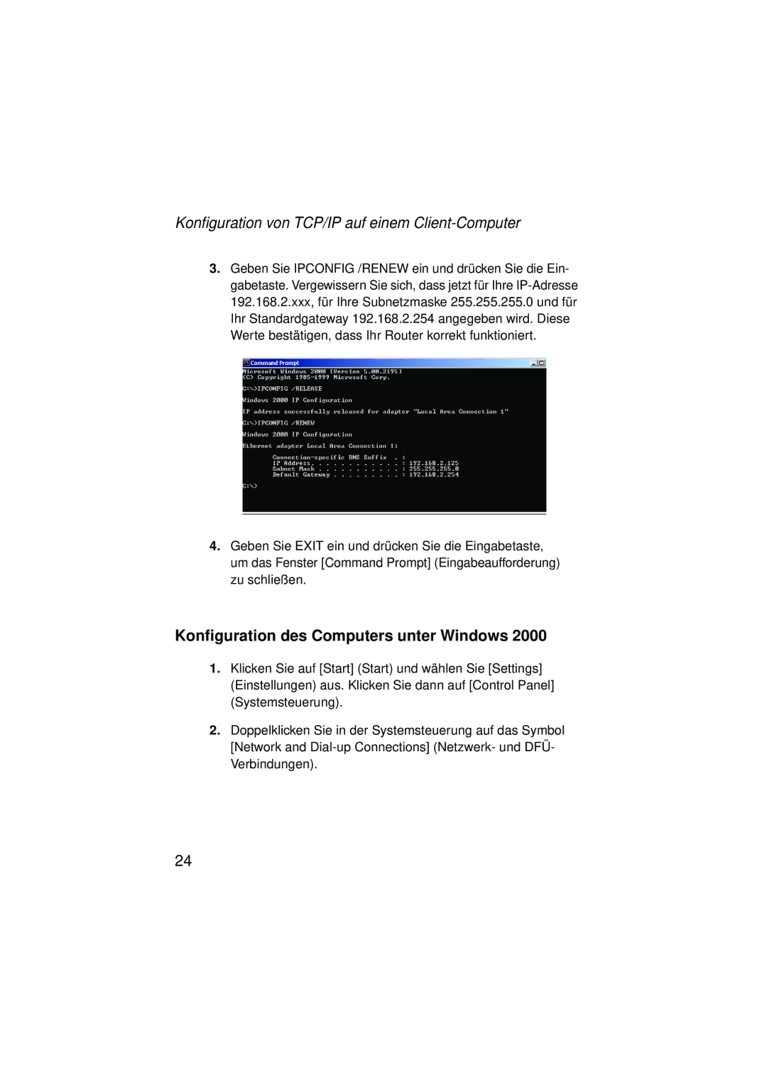 SMC Networks SMC2304WBRA-AG manual Konfiguration des Computers unter Windows 