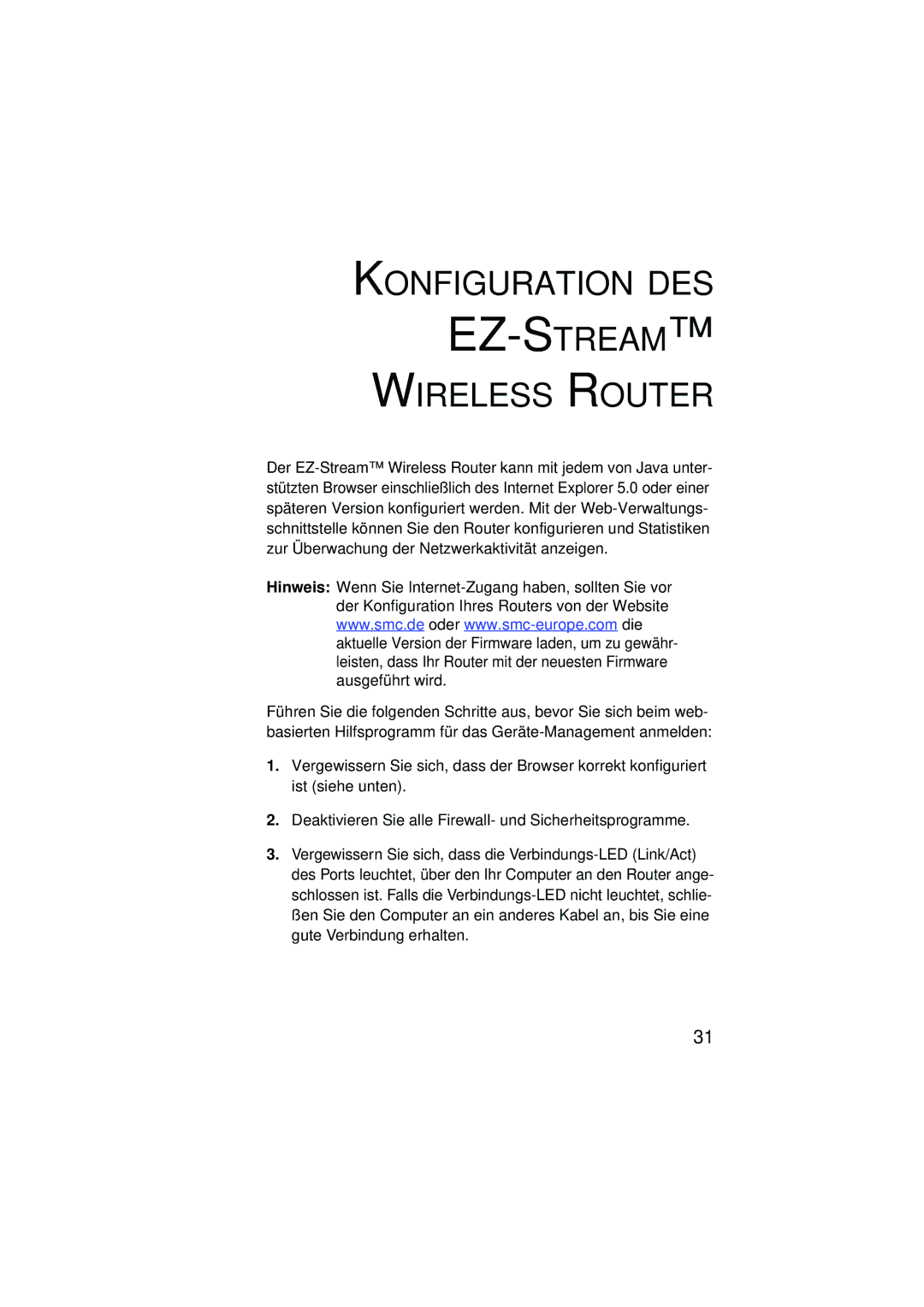 SMC Networks SMC2304WBRA-AG manual Konfiguration DES 