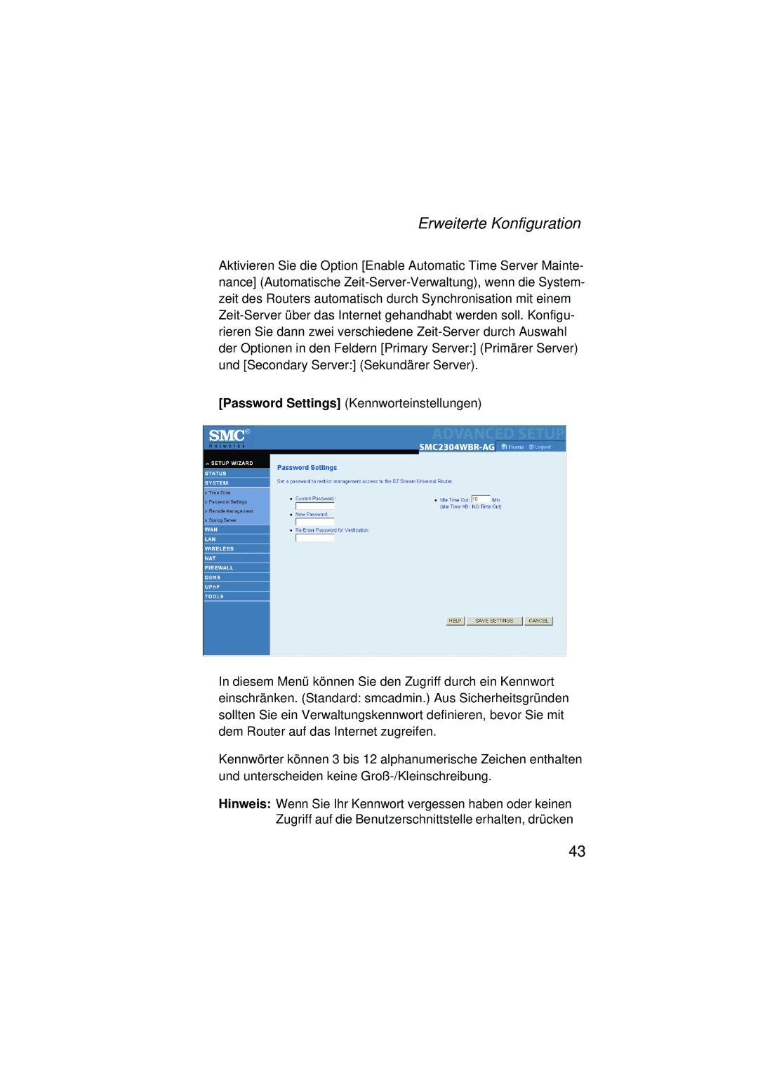 SMC Networks SMC2304WBRA-AG manual Erweiterte Konfiguration 