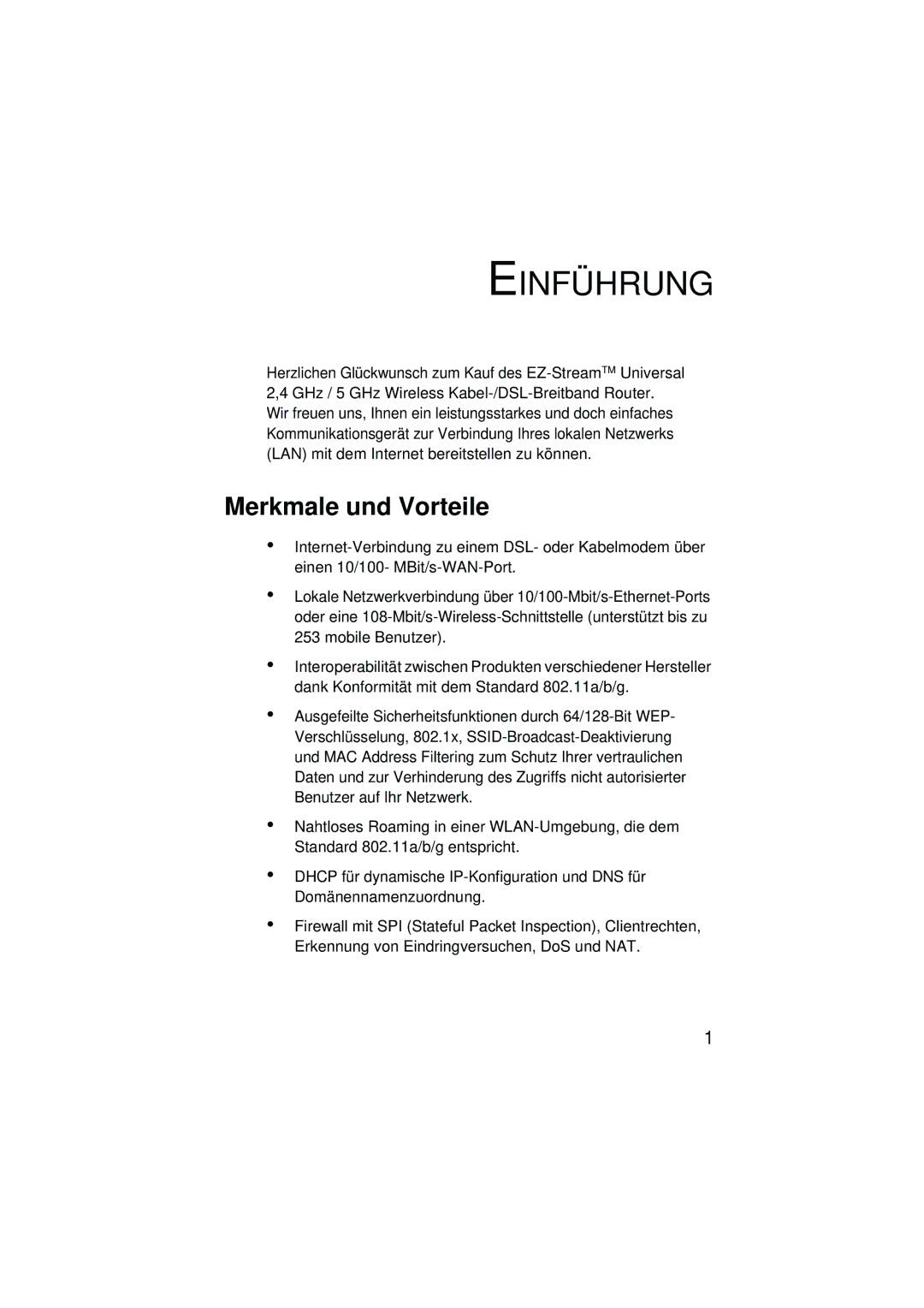 SMC Networks SMC2304WBRA-AG manual Einführung, Merkmale und Vorteile 