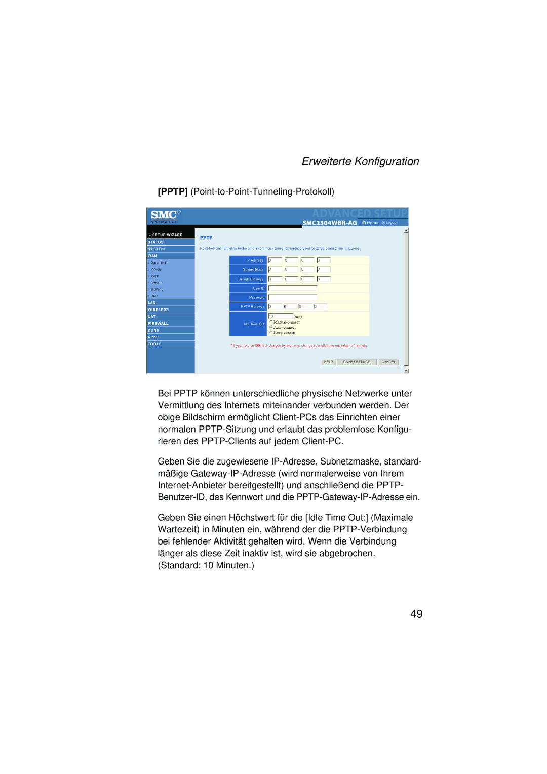 SMC Networks SMC2304WBRA-AG manual Erweiterte Konfiguration 