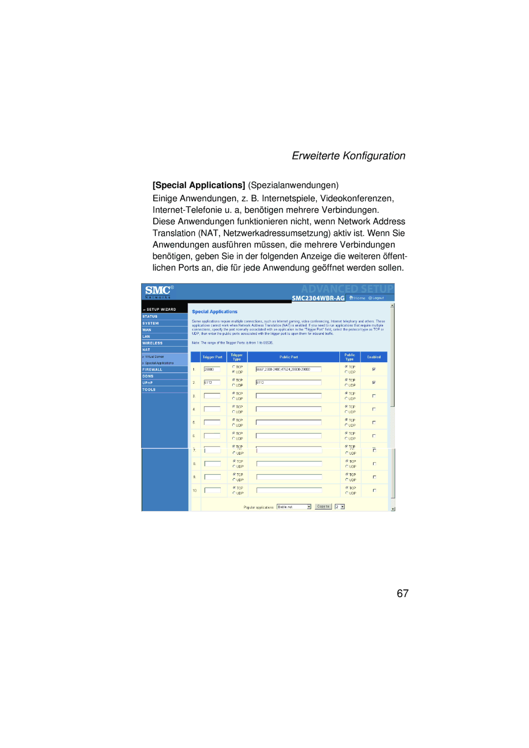 SMC Networks SMC2304WBRA-AG manual Special Applications Spezialanwendungen 