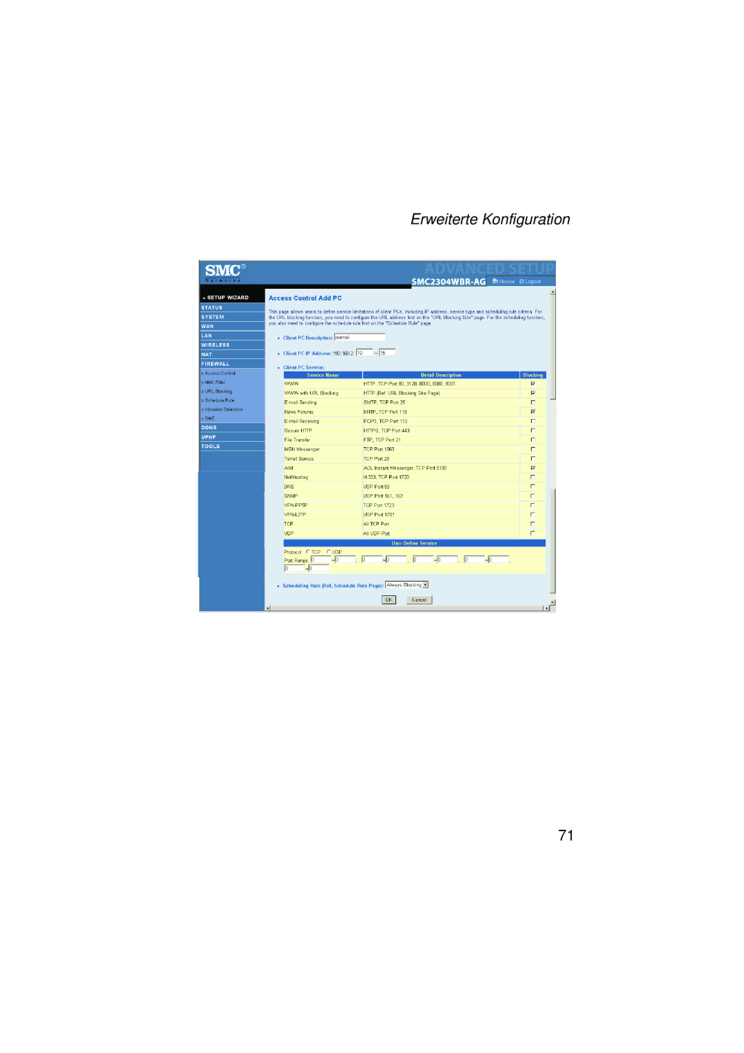 SMC Networks SMC2304WBRA-AG manual Erweiterte Konfiguration 