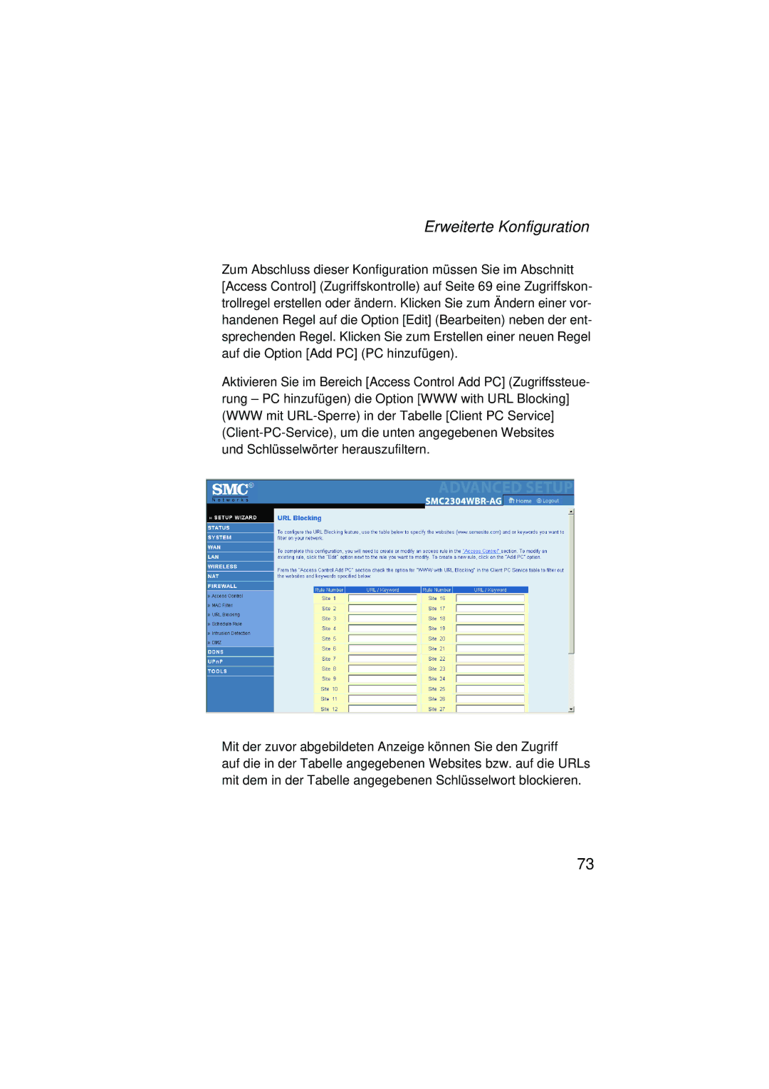 SMC Networks SMC2304WBRA-AG manual Erweiterte Konfiguration 