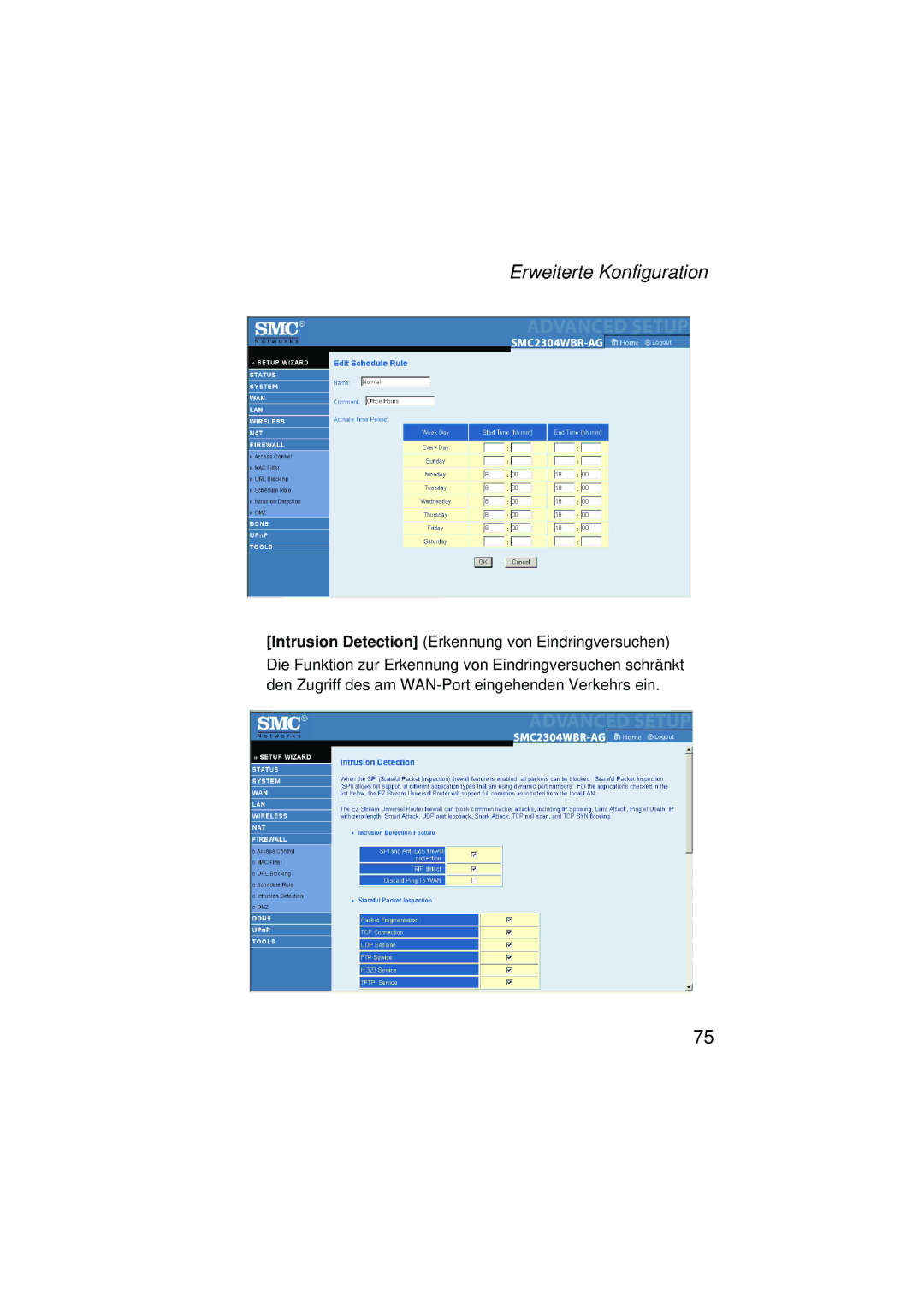 SMC Networks SMC2304WBRA-AG manual Erweiterte Konfiguration 