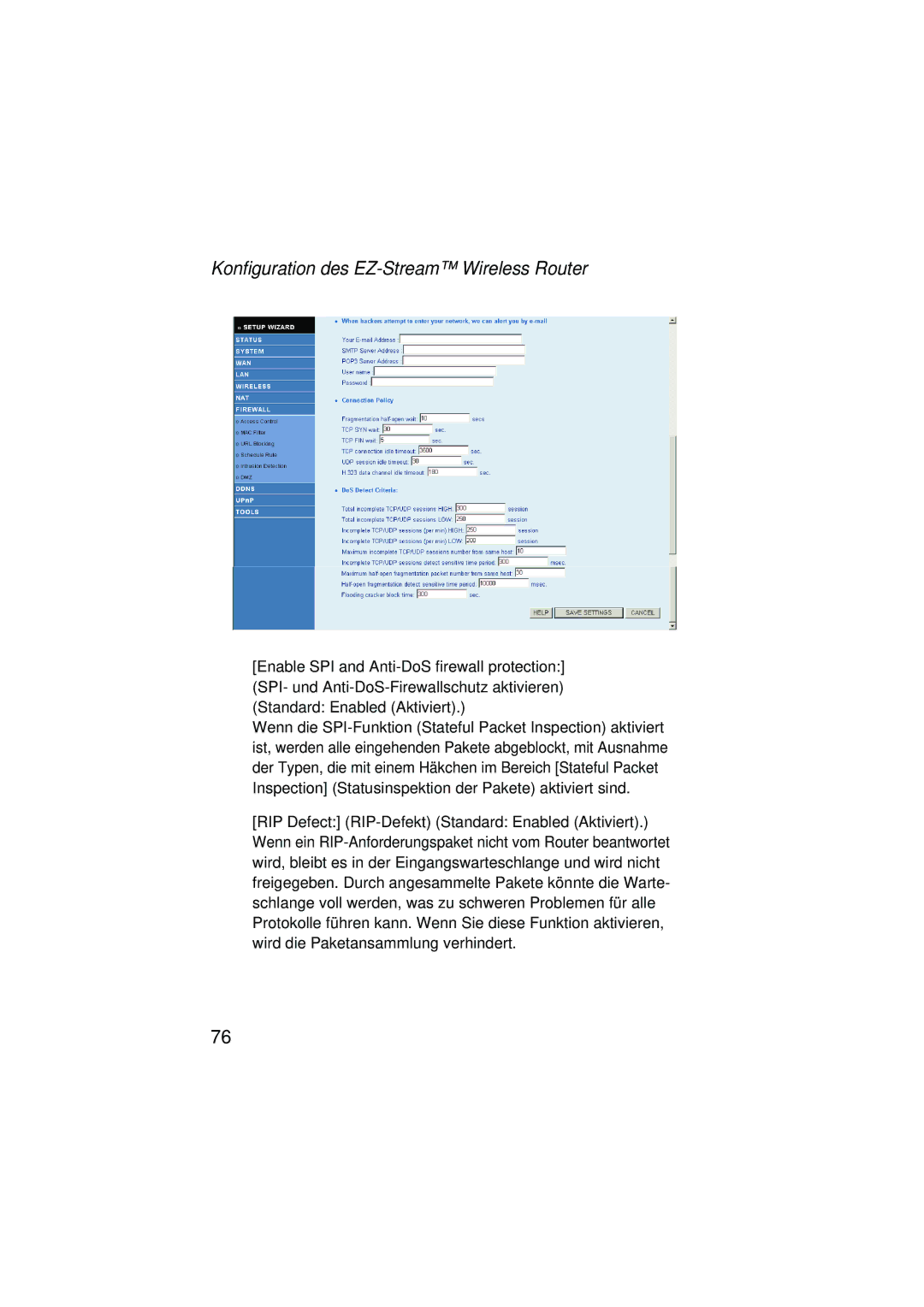 SMC Networks SMC2304WBRA-AG manual Konfiguration des EZ-Stream Wireless Router 