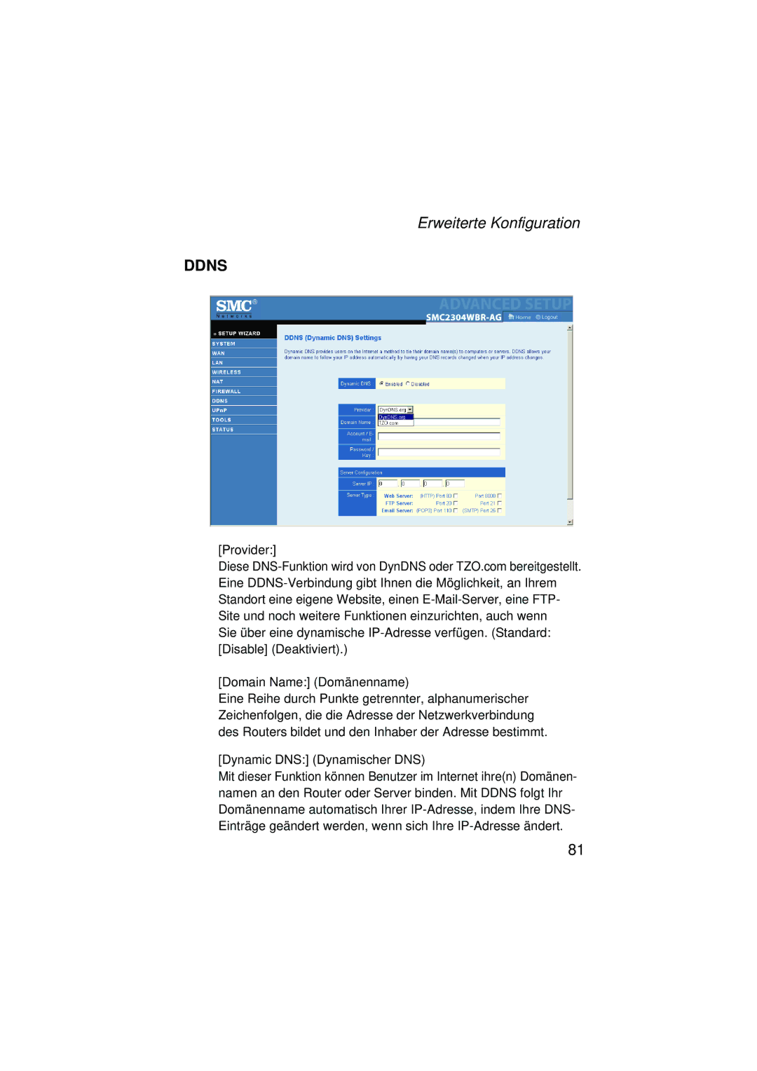 SMC Networks SMC2304WBRA-AG manual Ddns 