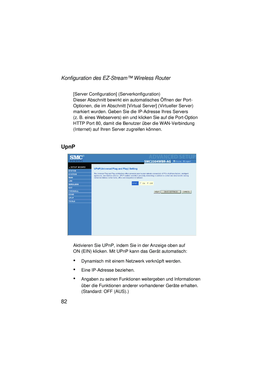 SMC Networks SMC2304WBRA-AG manual UpnP 