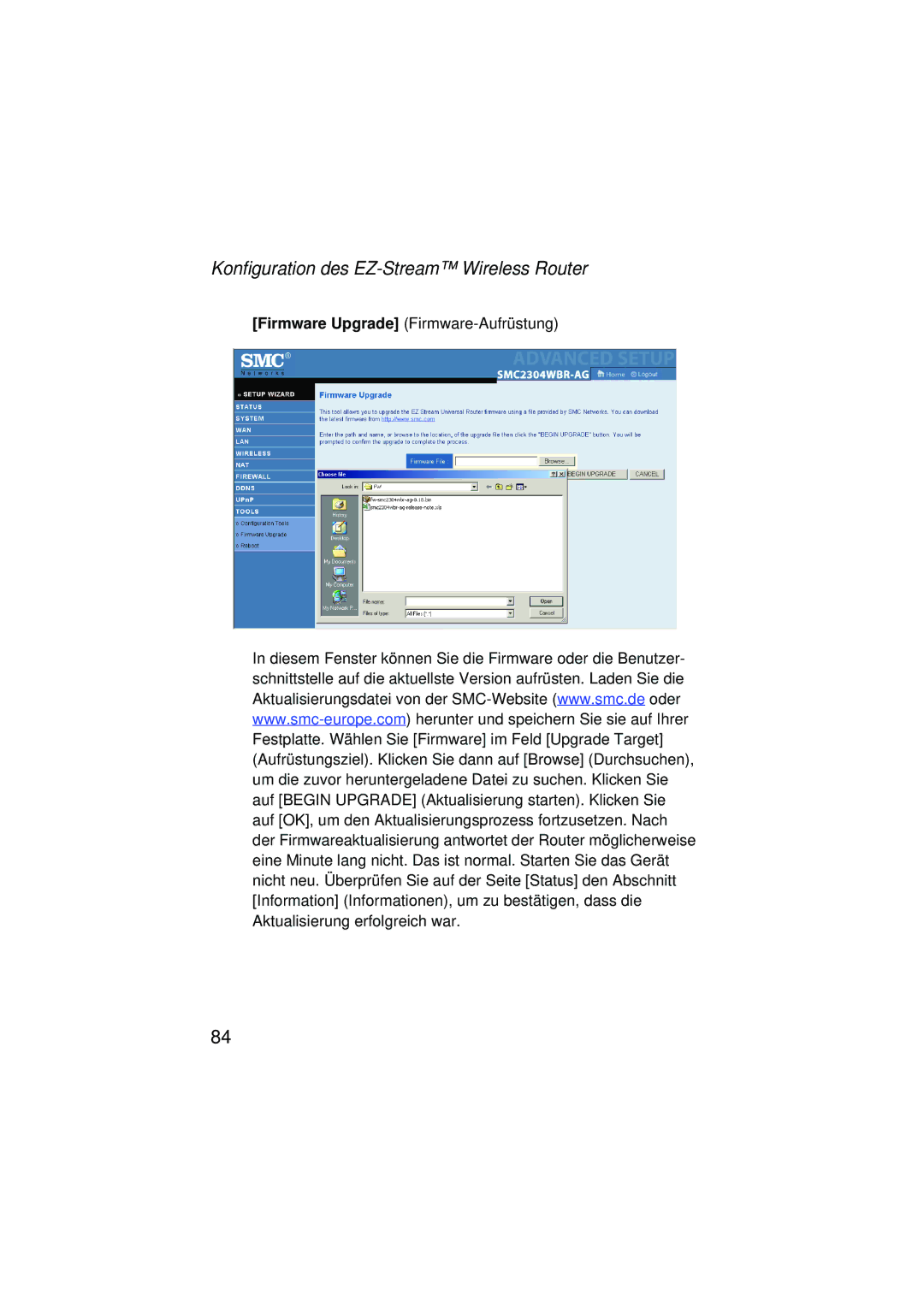 SMC Networks SMC2304WBRA-AG manual Firmware Upgrade Firmware-Aufrüstung 